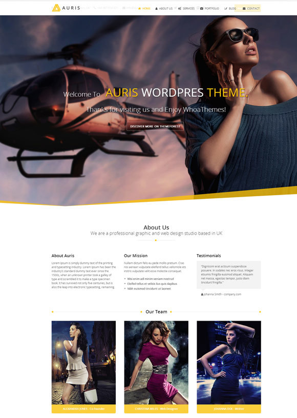 Auris One page WordPress theme