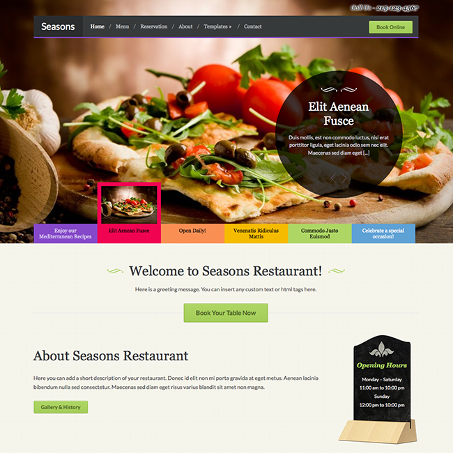 Seasons Restaurant WordPress Theme