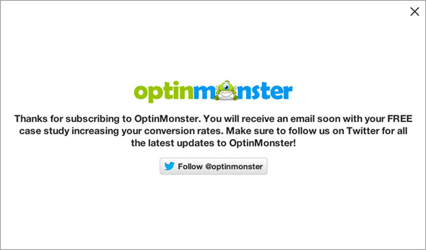 OptinMonster Success Message