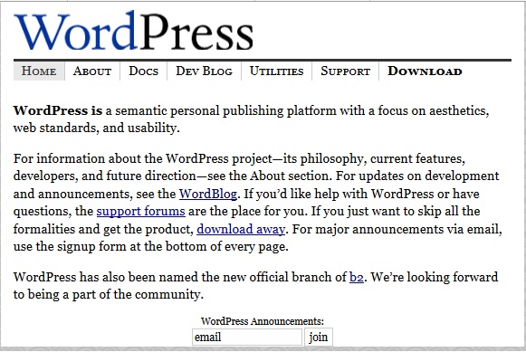 WordPress in 2003