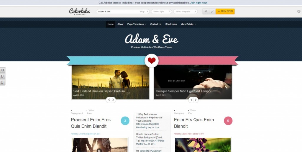Best Wedding WordPress themes Adam and ever
